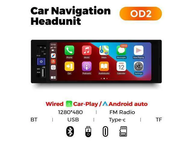 Alt view image 7 of 7 - 1Din 6.86 inch Car Radio Wireless CarPlay Wireless Android A OD2 4LED