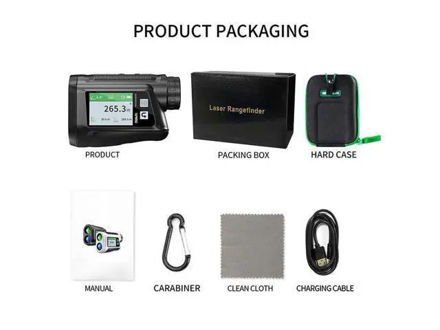 Alt view image 7 of 7 - 600m charging touchscreen golf laser rangefinder telescope voice-activated height measurement and angle measurement white