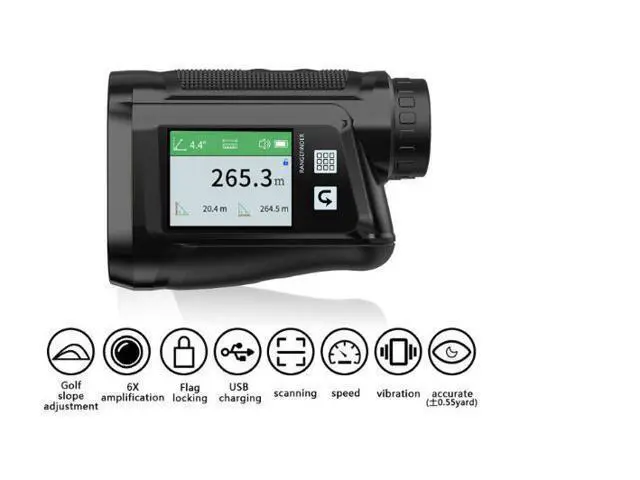 Alt view image 6 of 7 - 600m charging touchscreen golf laser rangefinder telescope voice-activated height measurement and angle measurement white