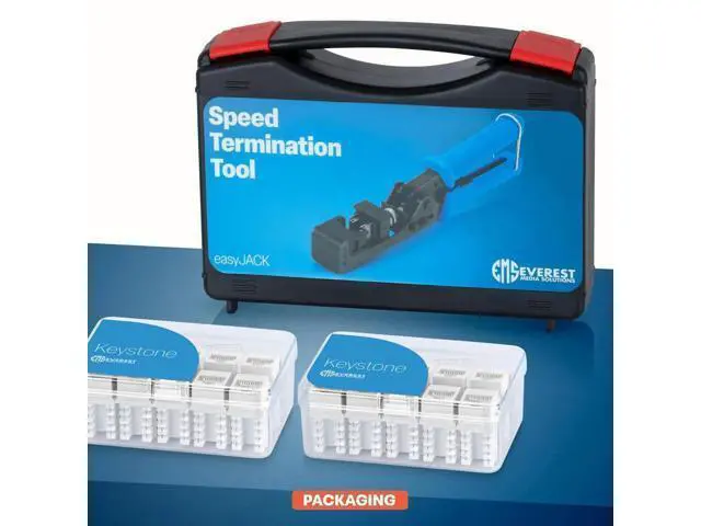 Alt view image 4 of 4 - Everest easyJACK - 90° Angled Speed Termination Keystone Tool Set - with 20-Pack of RJ45 Cat6 Keystone Jacks in White (Slim Profile Design) - Time Saver Network Punch Down Tool Cat6