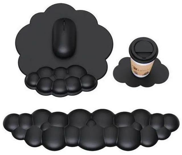 Main image of Cloud Mouse Pad with Wrist Rest, Cloud Keyboard Wrist Rest, Mouse Pad Wrist Support, Ergonomic Keyboard Mouse Wrist Support (Black)