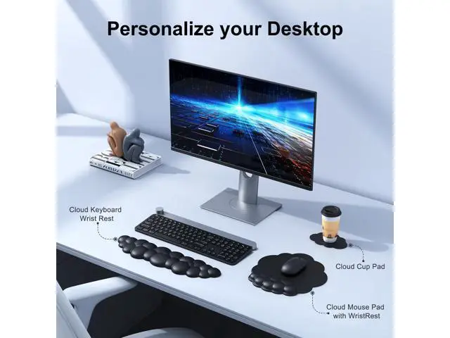Alt view image 2 of 7 - Cloud Mouse Pad with Wrist Rest, Cloud Keyboard Wrist Rest, Mouse Pad Wrist Support, Ergonomic Keyboard Mouse Wrist Support (Black)
