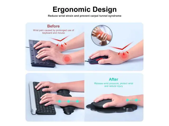 Alt view image 3 of 7 - Cloud Mouse Pad with Wrist Rest, Cloud Keyboard Wrist Rest, Mouse Pad Wrist Support, Ergonomic Keyboard Mouse Wrist Support (Black)