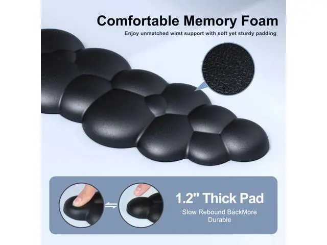 Alt view image 5 of 7 - Cloud Mouse Pad with Wrist Rest, Cloud Keyboard Wrist Rest, Mouse Pad Wrist Support, Ergonomic Keyboard Mouse Wrist Support (Black)