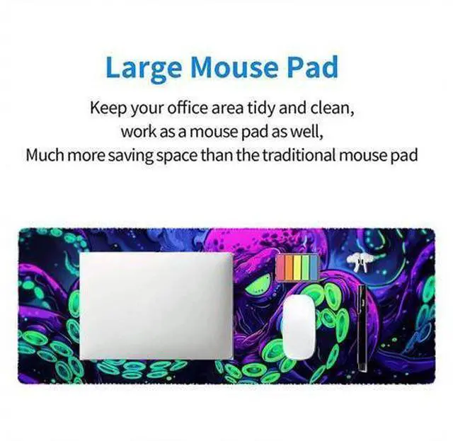 Alt view image 7 of 7 - Octopus Desk Mat Gaming Mouse Pad Neon Cthulhu Monster Cool XL Mouse Pad Large Mousepad Extended Laptop Keyboard Mat Gaming Desk Pad Mouse Mat Office Computer Keyboard Laptop Home 31.5"x11.8"