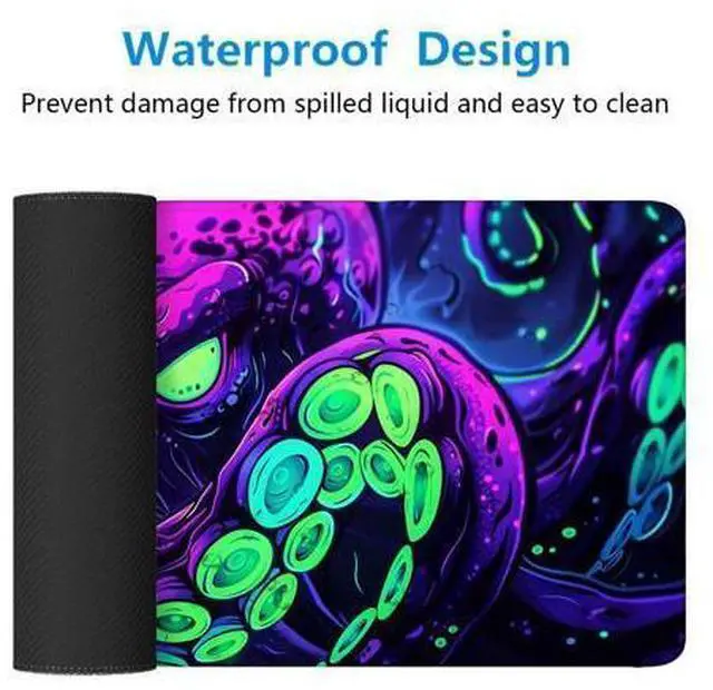 Alt view image 4 of 7 - Octopus Desk Mat Gaming Mouse Pad Neon Cthulhu Monster Cool XL Mouse Pad Large Mousepad Extended Laptop Keyboard Mat Gaming Desk Pad Mouse Mat Office Computer Keyboard Laptop Home 31.5"x11.8"