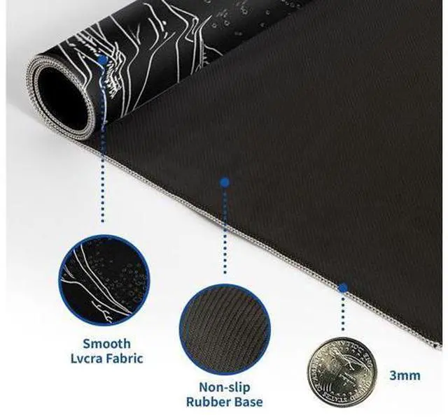Alt view image 5 of 7 - Japanese Gaming Mouse Pad Abstract Black Mouse Pad 31.5x11.8 Inch Black Sea Wave Texture Non-Slip Rubber Base Large Ocean Mousepad Stitched Edges Keyboard Mouse Mat Desk Pad for Office and Home