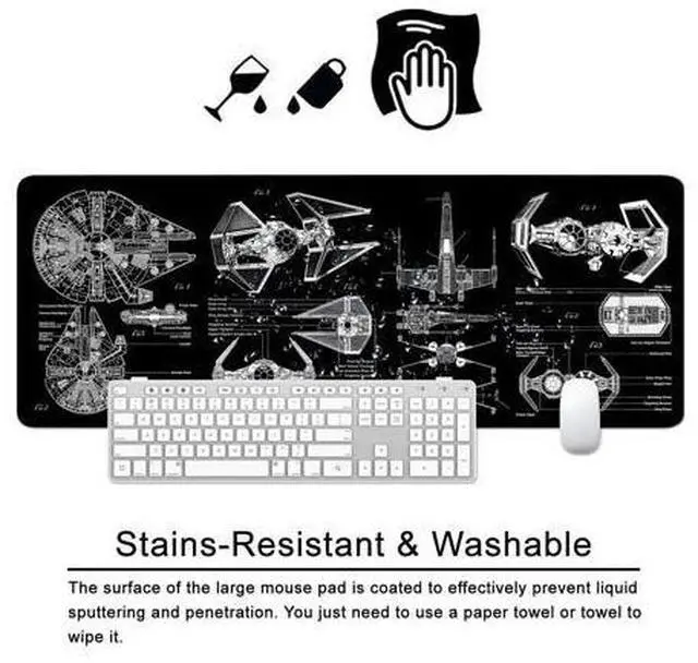 Alt view image 3 of 6 - Black Gaming Mouse Pad Large Mouse Pad XL Desk Mat 31.5x11.8x0.12 inch Large Desk Pad Design Keyboard Pad (Design -6)