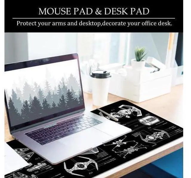 Alt view image 6 of 6 - Black Gaming Mouse Pad Large Mouse Pad XL Desk Mat 31.5x11.8x0.12 inch Large Desk Pad Design Keyboard Pad (Design -6)