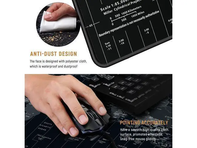 Alt view image 3 of 7 - Large Gaming Mouse Pad Extended Desk Mat XXL Mousepad with Non-Slip Keyboard Pad for Office Laptop, Computer and PC - 35.4 x 15.7 inches World Map