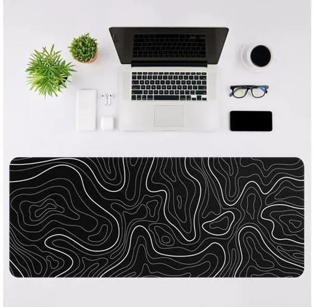 Alt view image 3 of 7 - Mouse Pad Gaming Mousepad 31.5 x 11.8in Large Mouse Pad for Keyboard and Mouse with Anti-Slip Rubber Base, Keyboard Pad XL Mouse Mat for Home and OfficeBlack with White Topographic Line