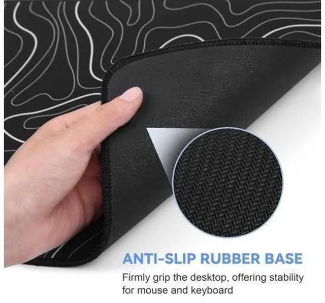 Alt view image 5 of 7 - Mouse Pad Gaming Mousepad 31.5 x 11.8in Large Mouse Pad for Keyboard and Mouse with Anti-Slip Rubber Base, Keyboard Pad XL Mouse Mat for Home and OfficeBlack with White Topographic Line