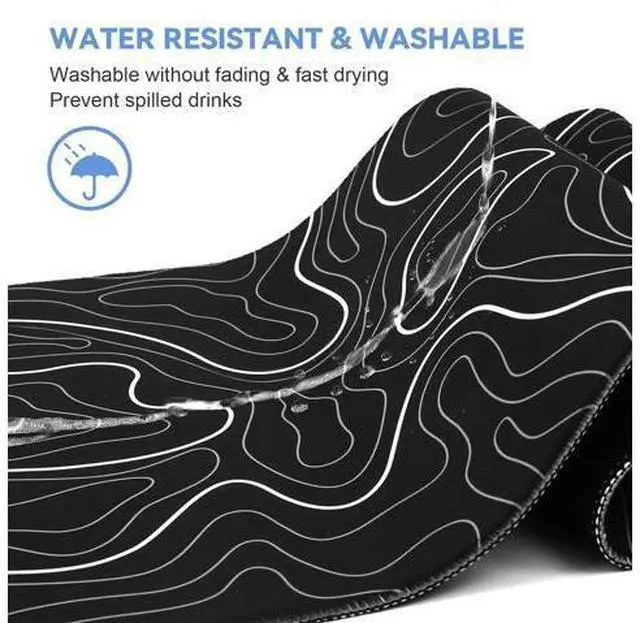 Alt view image 6 of 7 - Mouse Pad Gaming Mousepad 31.5 x 11.8in Large Mouse Pad for Keyboard and Mouse with Anti-Slip Rubber Base, Keyboard Pad XL Mouse Mat for Home and OfficeBlack with White Topographic Line