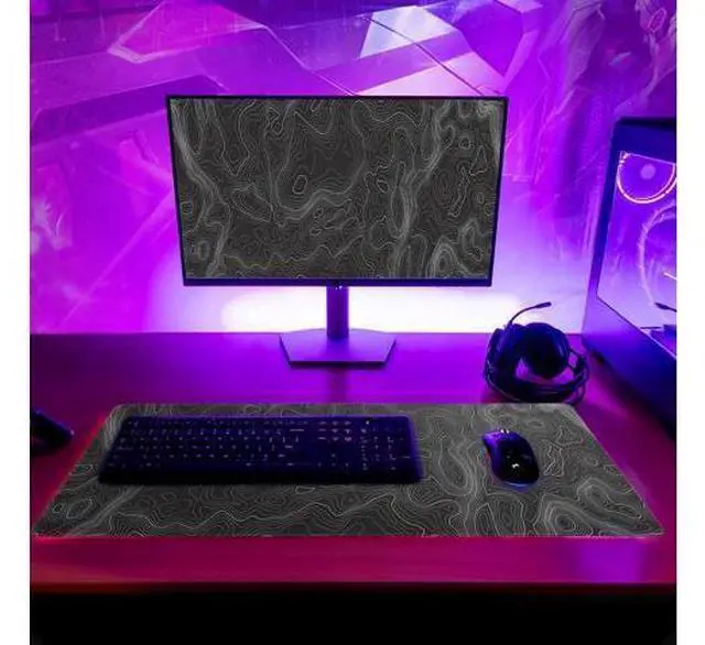Alt view image 3 of 7 - Topographic Contour Extended Big Mouse Pad Large,Gaming Mouse Pad Desk Pad,27.6x11.8 Inch Long Computer Keyboard Mouse Mat Mousepad with 3mm Non-Slip Base and Stitched Edge for Gaming and Office
