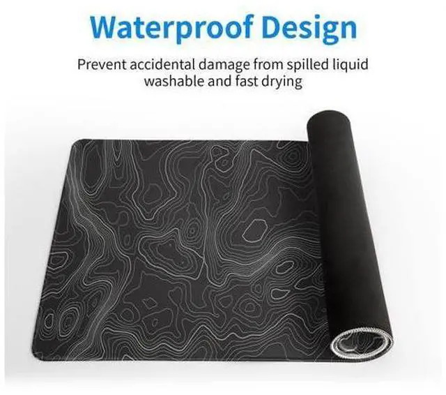 Alt view image 5 of 7 - Topographic Contour Extended Big Mouse Pad Large,Gaming Mouse Pad Desk Pad,27.6x11.8 Inch Long Computer Keyboard Mouse Mat Mousepad with 3mm Non-Slip Base and Stitched Edge for Gaming and Office
