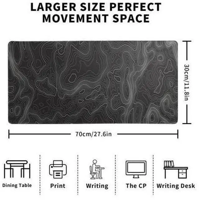 Alt view image 6 of 7 - Topographic Contour Extended Big Mouse Pad Large,Gaming Mouse Pad Desk Pad,27.6x11.8 Inch Long Computer Keyboard Mouse Mat Mousepad with 3mm Non-Slip Base and Stitched Edge for Gaming and Office