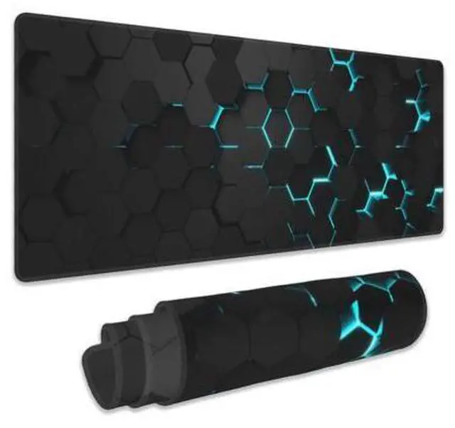 Main image of Gaming Mouse Pad, Blue Honeycomb Science Technology Extended Mouse Pad Gaming Large, Big Desk Mat with Non-Slip Base and Stitched Edge,Long Computer Keyboard Mouse Mat for Home Office Work 31.5"x15.7"