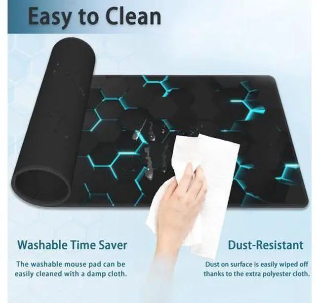 Alt view image 4 of 7 - Gaming Mouse Pad, Blue Honeycomb Science Technology Extended Mouse Pad Gaming Large, Big Desk Mat with Non-Slip Base and Stitched Edge,Long Computer Keyboard Mouse Mat for Home Office Work 31.5"x15.7"