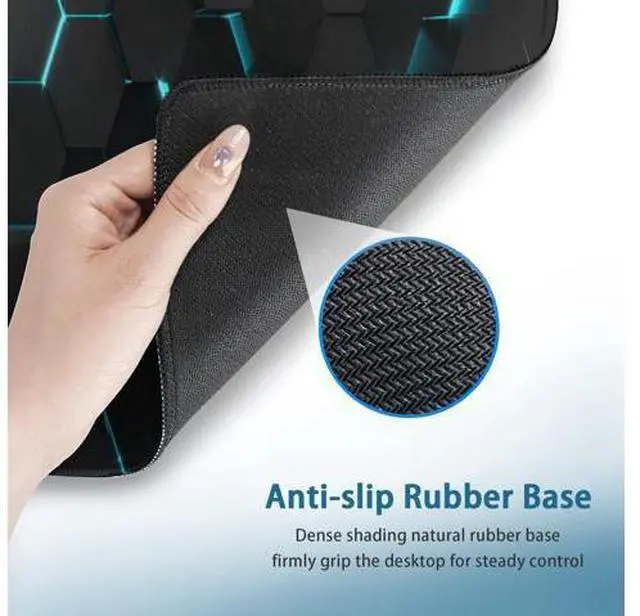 Alt view image 5 of 7 - Gaming Mouse Pad, Blue Honeycomb Science Technology Extended Mouse Pad Gaming Large, Big Desk Mat with Non-Slip Base and Stitched Edge,Long Computer Keyboard Mouse Mat for Home Office Work 31.5"x15.7"