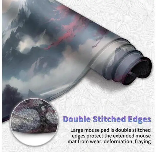 Alt view image 5 of 7 - Large Mouse Pad, Desk Mat, XL Gaming Keyboard Mat, Non-Slip Rubber Base, Full Extended Mousepad for Gaming Office Home, 31.5 X 11.8 Inch, Sakura Tree