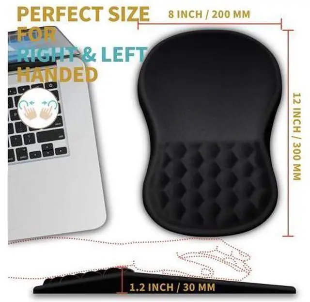 Alt view image 4 of 7 - Ergonomic Mouse Pad Wrist Support with Massage Design, Wrist Rest Pain Relief Mousepad with Memory Foam&Non-Slip PU Base, Mouse Pads for Wireless Mouse & Desk (12x8 inch,Black)