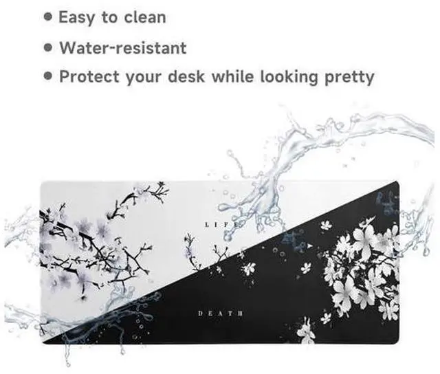 Alt view image 4 of 7 - Big Mouse Pad Large Mousepad Gaming Desk Pad Desk Mat Office Decor Accessories (Cherry Blossom in Ink)