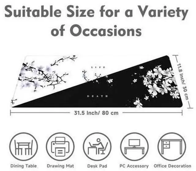 Alt view image 5 of 7 - Big Mouse Pad Large Mousepad Gaming Desk Pad Desk Mat Office Decor Accessories (Cherry Blossom in Ink)