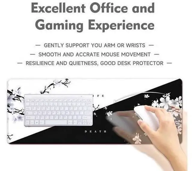 Alt view image 2 of 7 - Big Mouse Pad Large Mousepad Gaming Desk Pad Desk Mat Office Decor Accessories (Cherry Blossom in Ink)