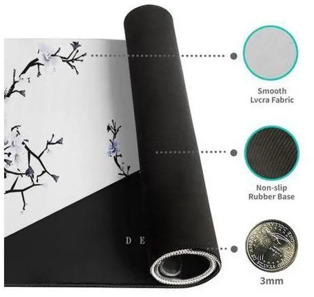 Alt view image 3 of 7 - Big Mouse Pad Large Mousepad Gaming Desk Pad Desk Mat Office Decor Accessories (Cherry Blossom in Ink)