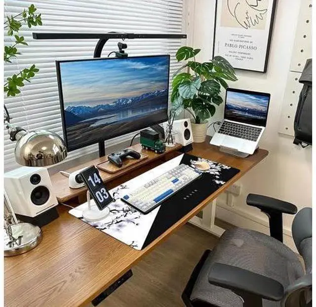 Alt view image 6 of 7 - Big Mouse Pad Large Mousepad Gaming Desk Pad Desk Mat Office Decor Accessories (Cherry Blossom in Ink)