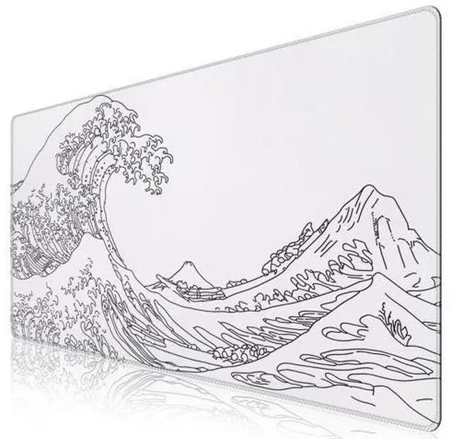 Main image of White Mouse Pad, Extended Gaming Mouse Pad (35.4x15.7 in), Large Stable Rubber Base Mousepad with Stitched Edges, Keyboard Mouse Mat Desk Pad for Work, Game, Office, Home