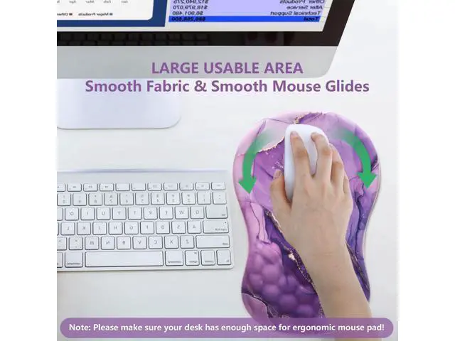Alt view image 5 of 7 - Mouse Pad Wrist Support, Laokiiy Ergonomic Mouse Pad with Wrist Rest, Comfortable Computer Mouse Pad for Laptop, Pain Relief Mousepad with Non-Slip PU Base Purple