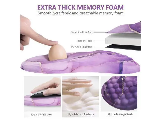 Alt view image 6 of 7 - Mouse Pad Wrist Support, Laokiiy Ergonomic Mouse Pad with Wrist Rest, Comfortable Computer Mouse Pad for Laptop, Pain Relief Mousepad with Non-Slip PU Base Purple