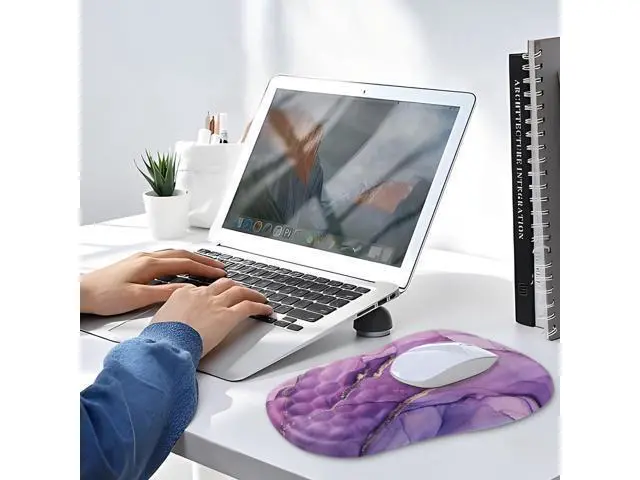 Alt view image 7 of 7 - Mouse Pad Wrist Support, Laokiiy Ergonomic Mouse Pad with Wrist Rest, Comfortable Computer Mouse Pad for Laptop, Pain Relief Mousepad with Non-Slip PU Base Purple