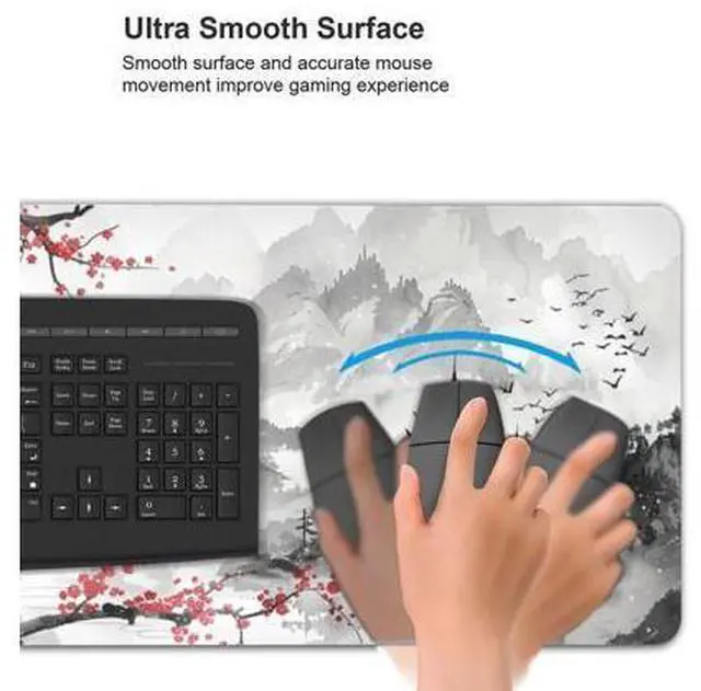 Alt view image 5 of 7 - 35.4 x 15.7 in, Waterproof XXL Large Mouse Pad for Desk, Extended Keyboard Mouse Mat for Computer Office, Big Laptop Mouse pad, Gaming Pc-Japanese Watercolor Cherry Blossom