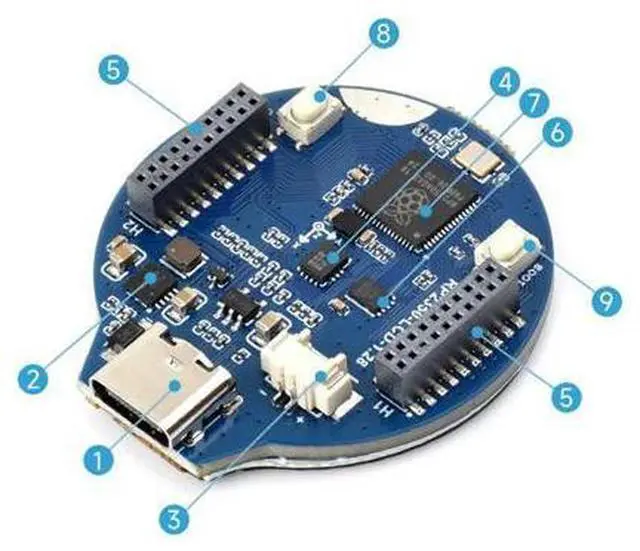 Alt view image 2 of 6 - RP2350 Development Board 1.28inch Round LCD IPS 240×240 Pixels 65K Color Waveshare RP2350-LCD-1.28