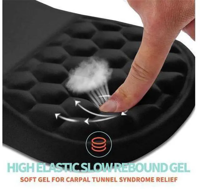 Alt view image 2 of 6 - Ergonomic Mouse Pad Wrist Support with Memory Foam Massage Bulge, Carpal Tunnel Pain Relief Mousepad Wrist Rest for Mouse(12x8 inch, Black)