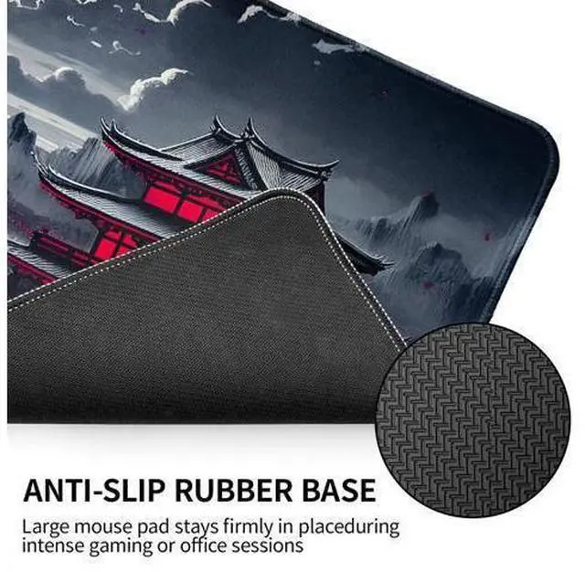 Alt view image 5 of 7 - Anime Mouse Pad, 31.5 x 11.8" Large Mouse Pad for Desk, Expanded Black Gaming Mousepad with Stitched Edges, Non-Slip Japanese Dark Moon Keyboard Mat for Gaming Home Office