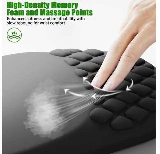 Alt view image 3 of 6 - Ergonomic Mouse Pad with Wrist Support, Wrist Rest Pain Relief Mousepad Memory Foam & Non-Slip PU Base for - Gaming, Office and Home (Black)