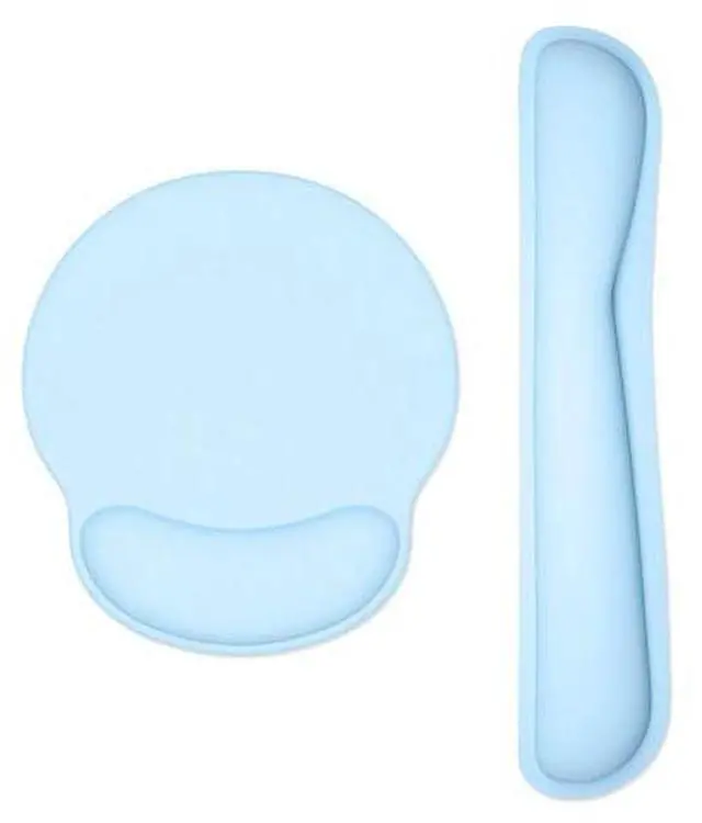 Main image of Keyboard Wrist Rest and Mouse Pad with Wrist Support, Memory Foam Cushion for Keyboard and Mouse Set, Ergonomic Desktop Pad Rests with Non Slip Base for Easy Typing & Pain Relief, Sky Blue