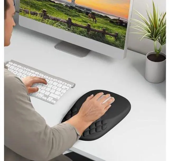Alt view image 6 of 6 - Ergonomic Mouse Pad with Wrist Support, Wrist Rest Pain Relief Mousepad Memory Foam & Non-Slip PU Base for - Gaming, Office and Home (Black)
