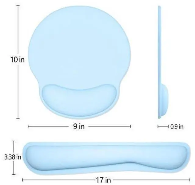 Alt view image 6 of 6 - Keyboard Wrist Rest and Mouse Pad with Wrist Support, Memory Foam Cushion for Keyboard and Mouse Set, Ergonomic Desktop Pad Rests with Non Slip Base for Easy Typing & Pain Relief, Sky Blue