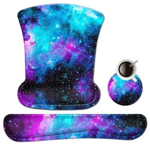 Main image of Keyboard Wrist Rest Pad and Mouse Wrist Rest Support Mouse Pad Set,Durable & Comfortable & Lightweight for Easy Typing & Pain Relief-Ergonomic Support (Galaxy)