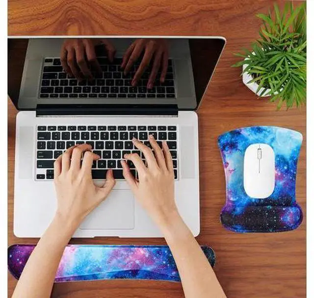 Alt view image 2 of 7 - Keyboard Wrist Rest Pad and Mouse Wrist Rest Support Mouse Pad Set,Durable & Comfortable & Lightweight for Easy Typing & Pain Relief-Ergonomic Support (Galaxy)