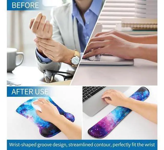 Alt view image 6 of 7 - Keyboard Wrist Rest Pad and Mouse Wrist Rest Support Mouse Pad Set,Durable & Comfortable & Lightweight for Easy Typing & Pain Relief-Ergonomic Support (Galaxy)