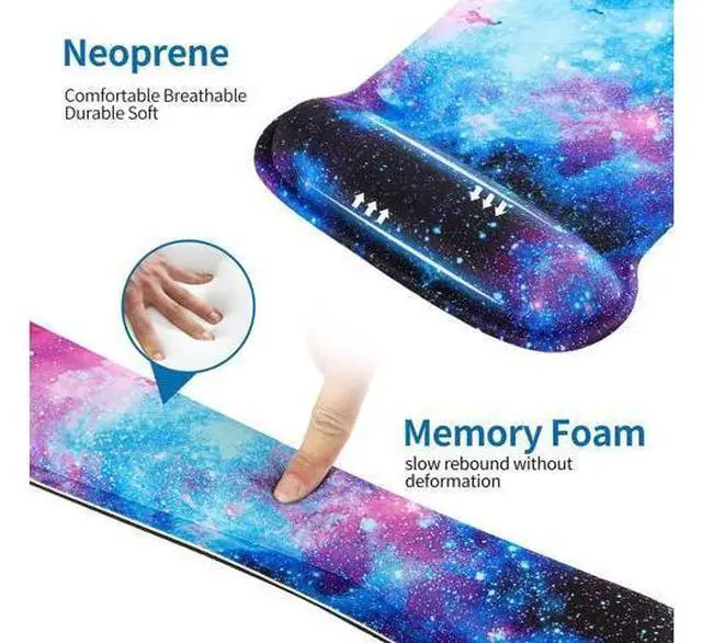 Alt view image 5 of 7 - Keyboard Wrist Rest Pad and Mouse Wrist Rest Support Mouse Pad Set,Durable & Comfortable & Lightweight for Easy Typing & Pain Relief-Ergonomic Support (Galaxy)