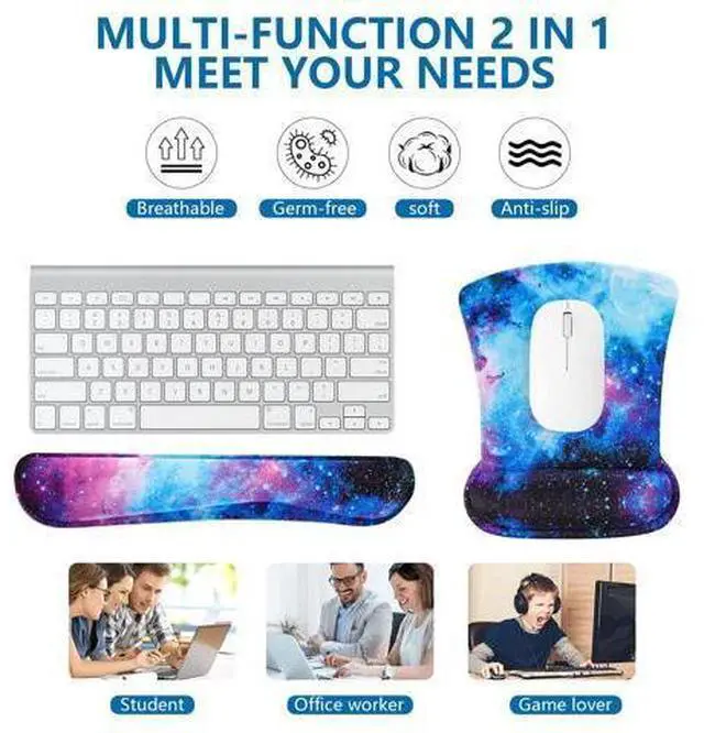Alt view image 7 of 7 - Keyboard Wrist Rest Pad and Mouse Wrist Rest Support Mouse Pad Set,Durable & Comfortable & Lightweight for Easy Typing & Pain Relief-Ergonomic Support (Galaxy)