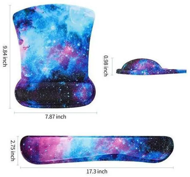 Alt view image 3 of 7 - Keyboard Wrist Rest Pad and Mouse Wrist Rest Support Mouse Pad Set,Durable & Comfortable & Lightweight for Easy Typing & Pain Relief-Ergonomic Support (Galaxy)