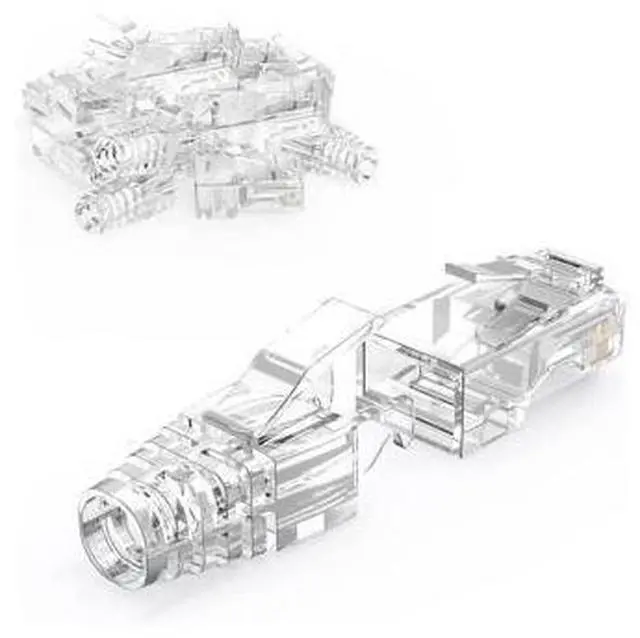 Main image of CableCreation RJ45 Connectors, 100-Pack Cat6 Connector, Cat6/Cat5 8P8C Modular Plug Ends with Relief Boots for Solid Wire and Standard Cable, Transparent