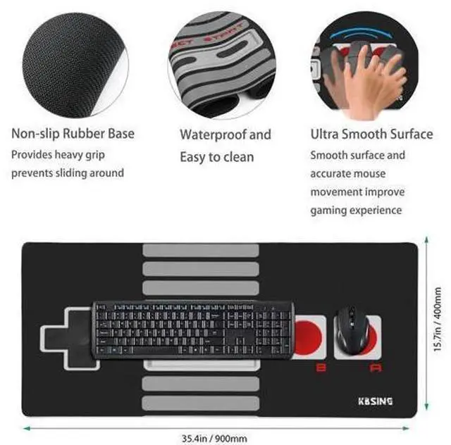 Alt view image 3 of 5 - Gaming Mouse Pad - Extended Keyboard Mouse Pad Mat, Large PC Laptop Game Mouse Mat Huge Desk Pad with Stitched Edges, Anti-Slip Rubber Base Mousepad, 35.5"x15.4"x0.1" (MPX-02)